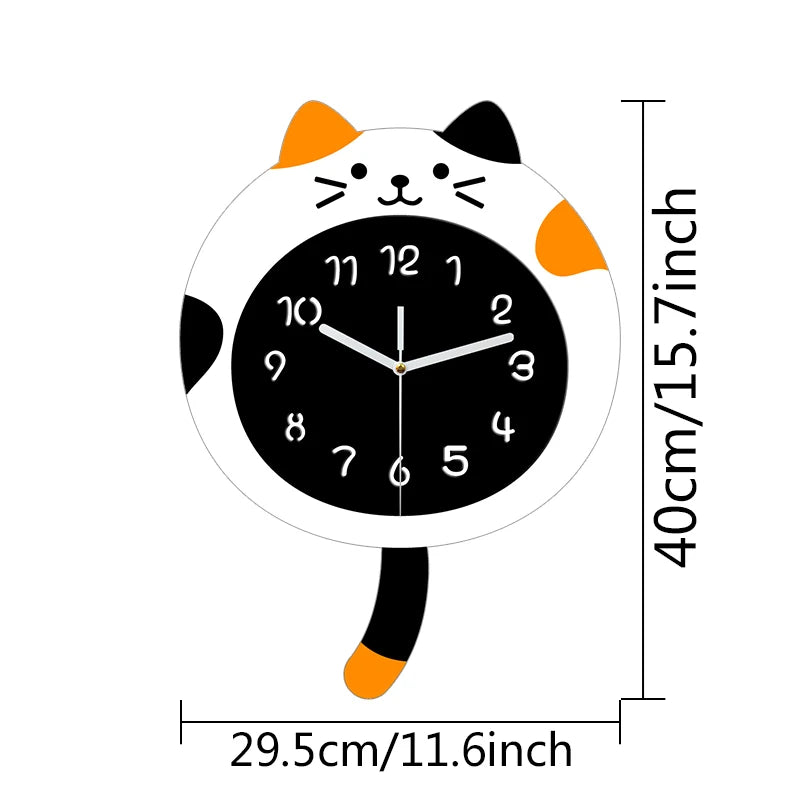 Cute Cat Wall Clock | Silent Modern Home Decor