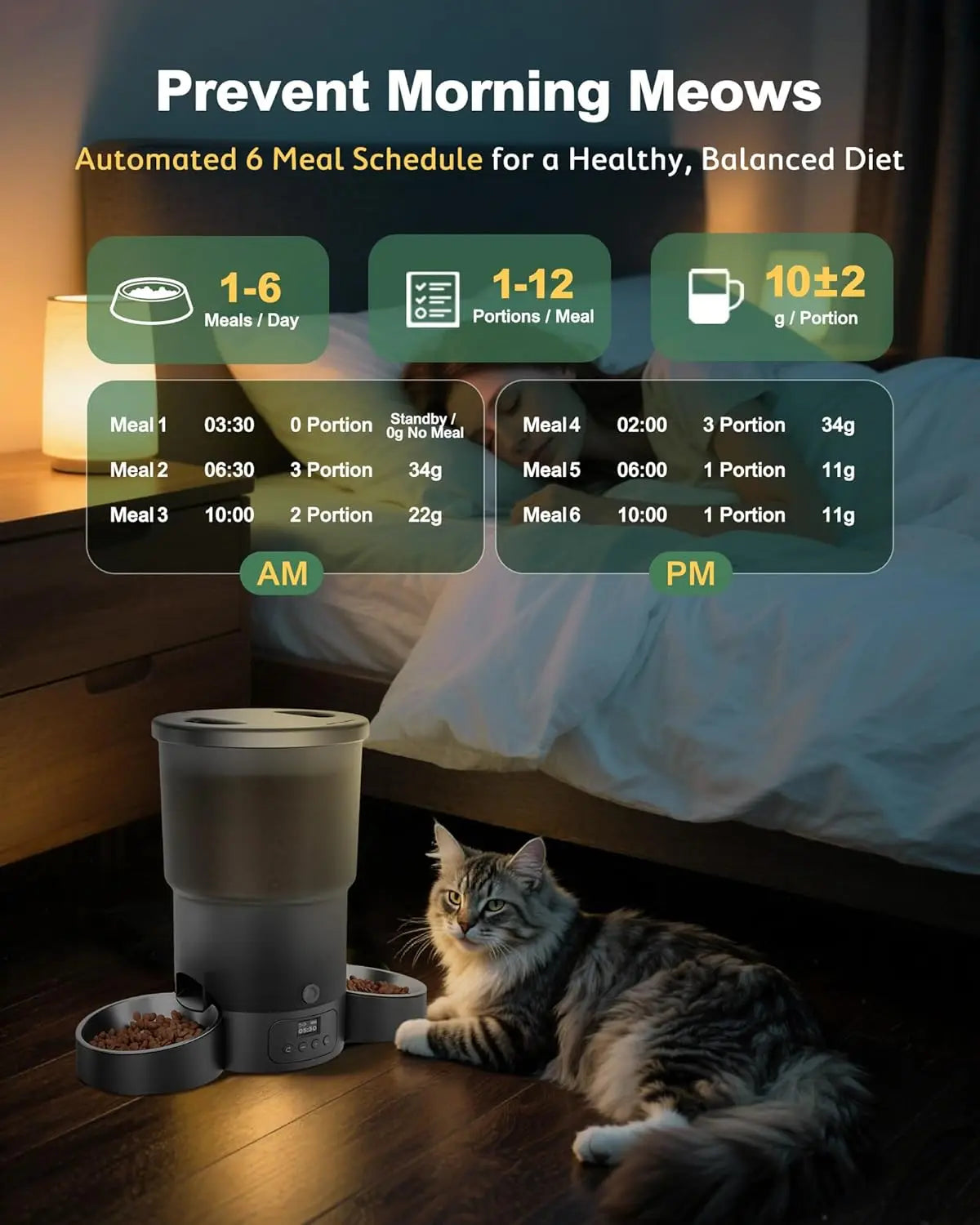 5L Automatic Pet Feeder for 2 Cats or Dogs | Dual Bowl Smart Feeder