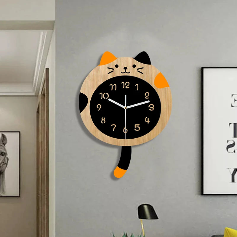Cute Cat Wall Clock | Silent Modern Home Decor