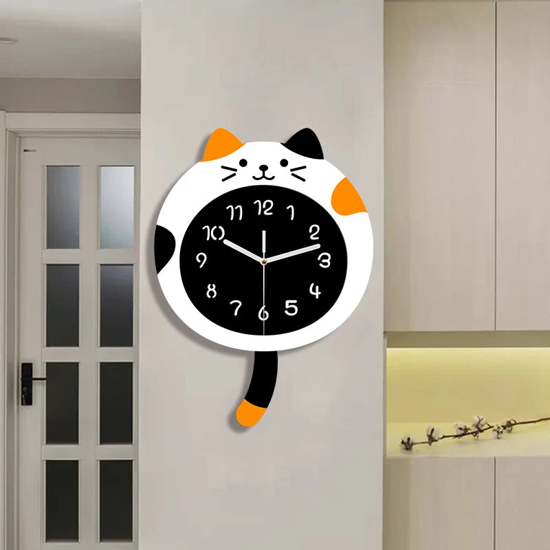 Cute Cat Wall Clock | Silent Modern Home Decor