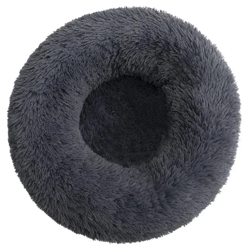 Round Plush Pet Bed for Dogs & Cats – Super Soft Winter Warm Sleeping Bed