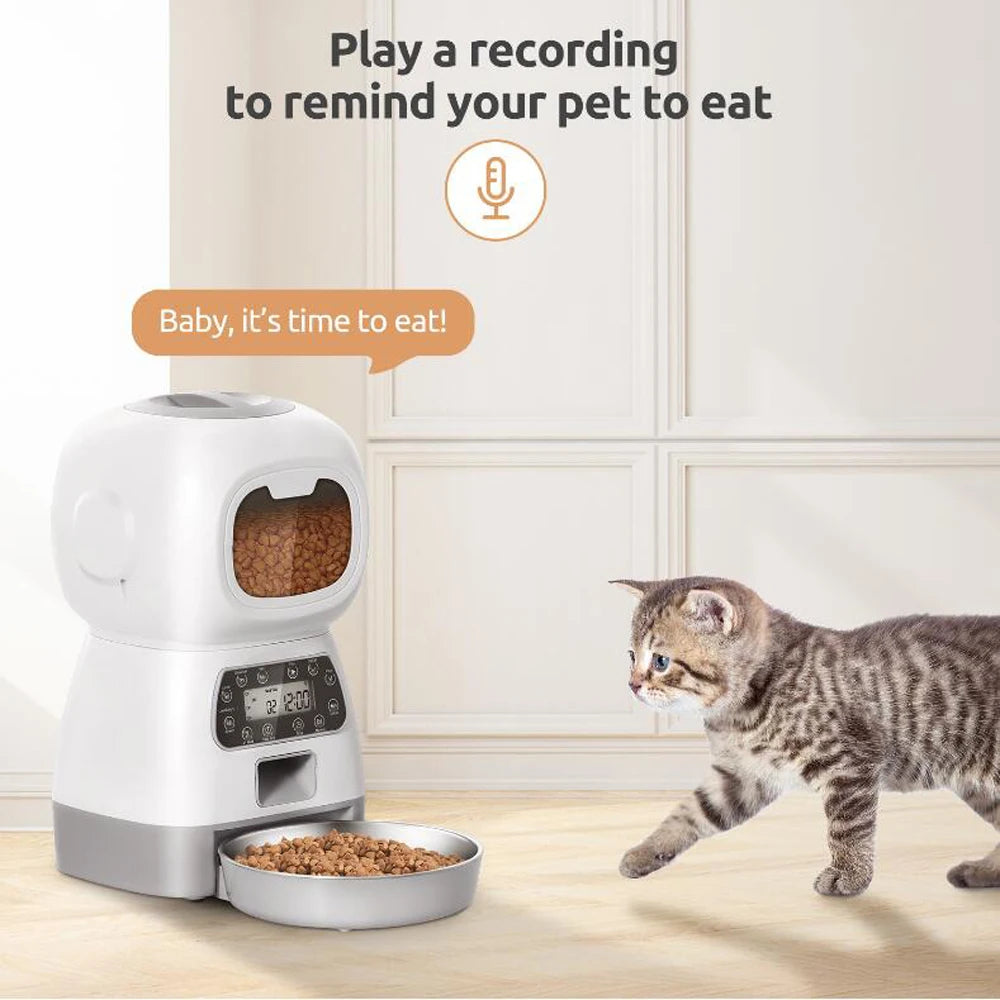 3.5L Automatic Pet Feeder for Cats & Dogs – Timed Smart Food Dispenser