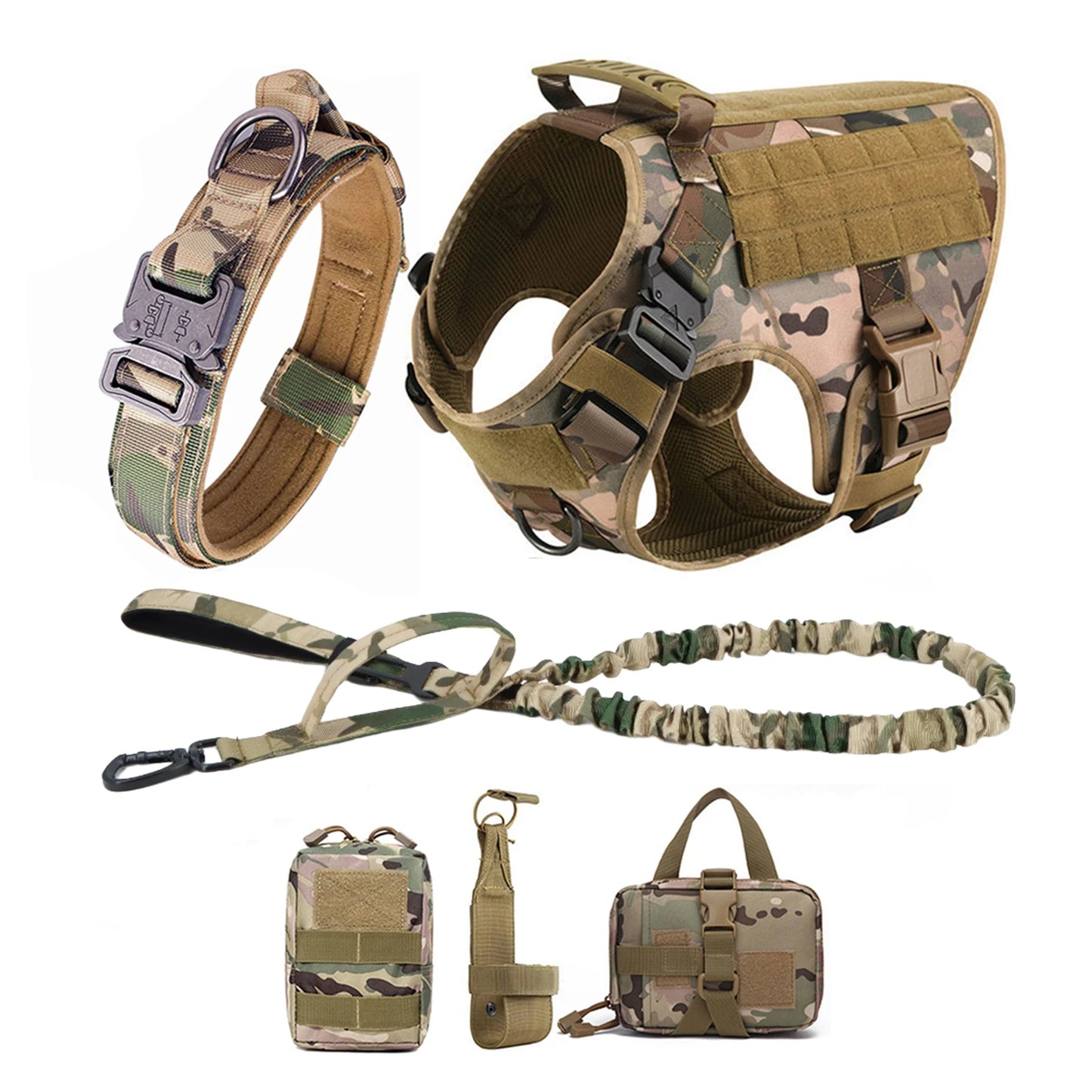 Tactical Dog Harness Set | MOLLE Training Vest for Large Dogs