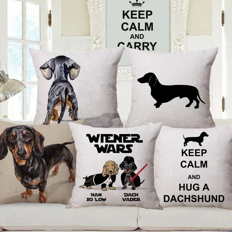 Dachshund Dog Cushion Covers – Sausage Dog Pet Pillowcase for Sofa