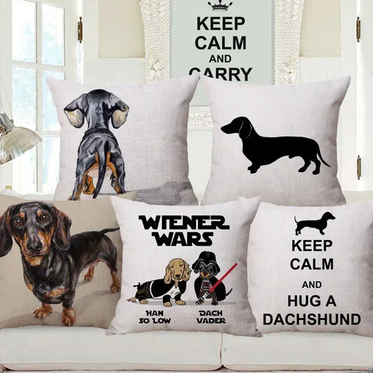 Dachshund Dog Cushion Covers – Sausage Dog Pet Pillowcase for Sofa