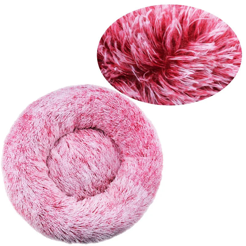 Round Plush Pet Bed for Dogs & Cats – Super Soft Winter Warm Sleeping Bed