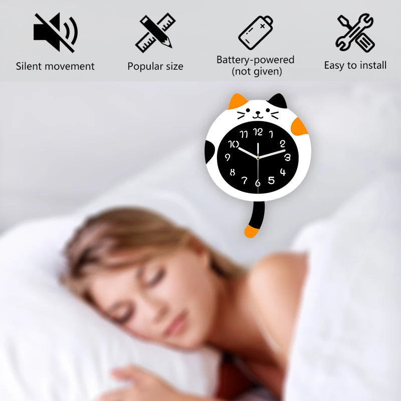 Cute Cat Wall Clock | Silent Modern Home Decor