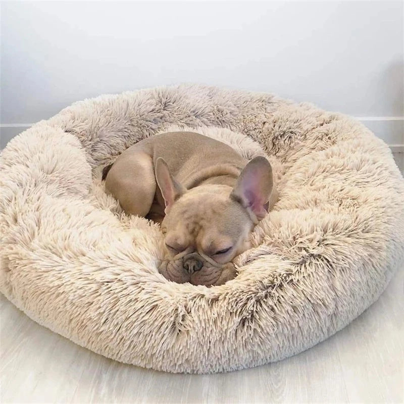 Round Plush Pet Bed for Dogs & Cats – Super Soft Winter Warm Sleeping Bed