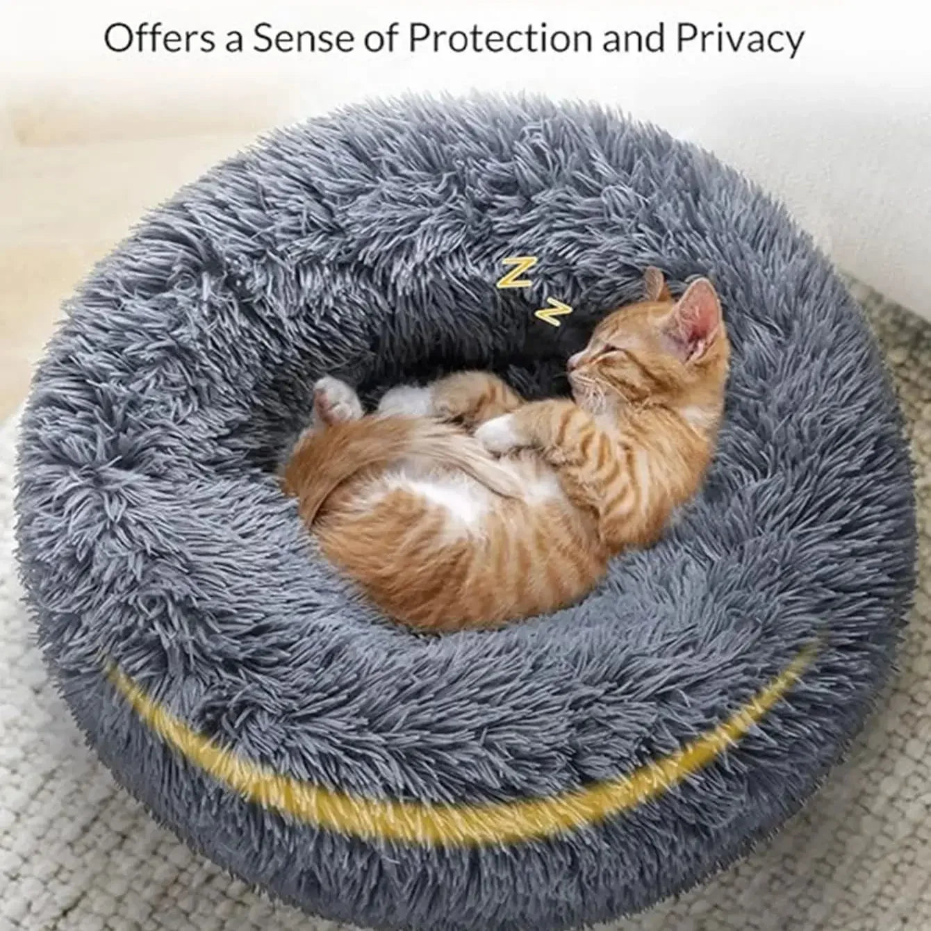 Round Plush Pet Bed for Dogs & Cats – Super Soft Winter Warm Sleeping Bed