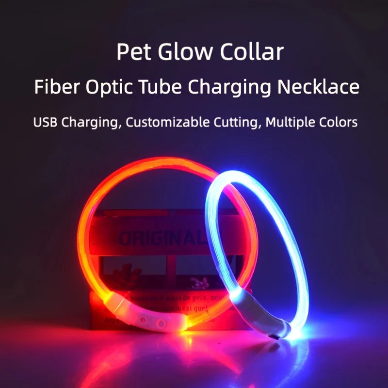 LED Dog Collar USB Rechargeable | Glowing Night Safety Collar